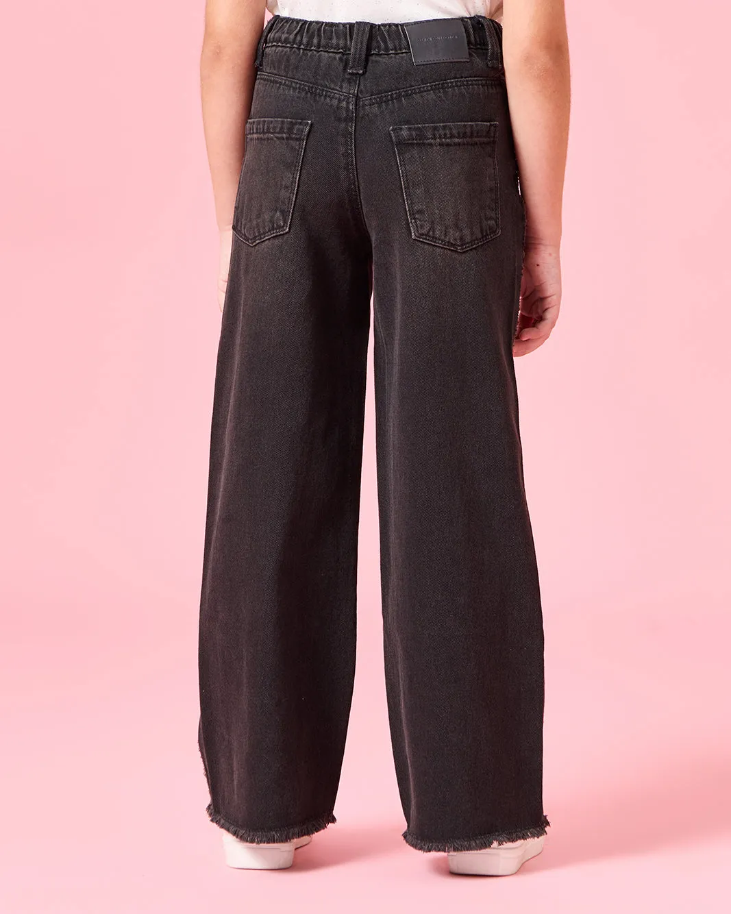 Girls Black Wide leg Embellished With Studs Jeans sold by Redtag product image thumbnail 3