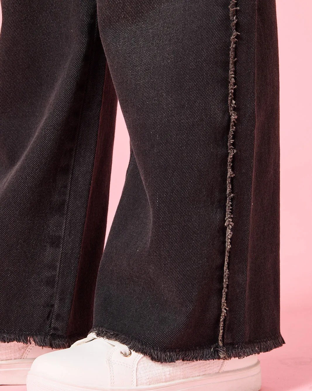 Girls Black Wide leg Embellished With Studs Jeans sold by Redtag product image thumbnail 5