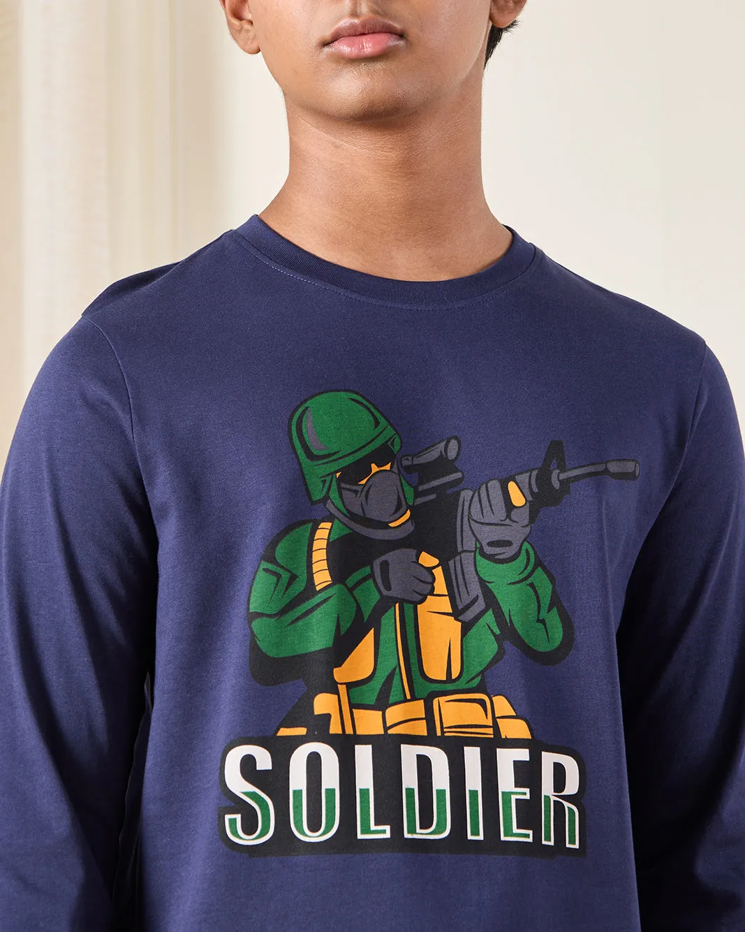 Senior Boys Navy Soldier Long Sleeve Graphic T-Shirt sold by Redtag product image thumbnail 4