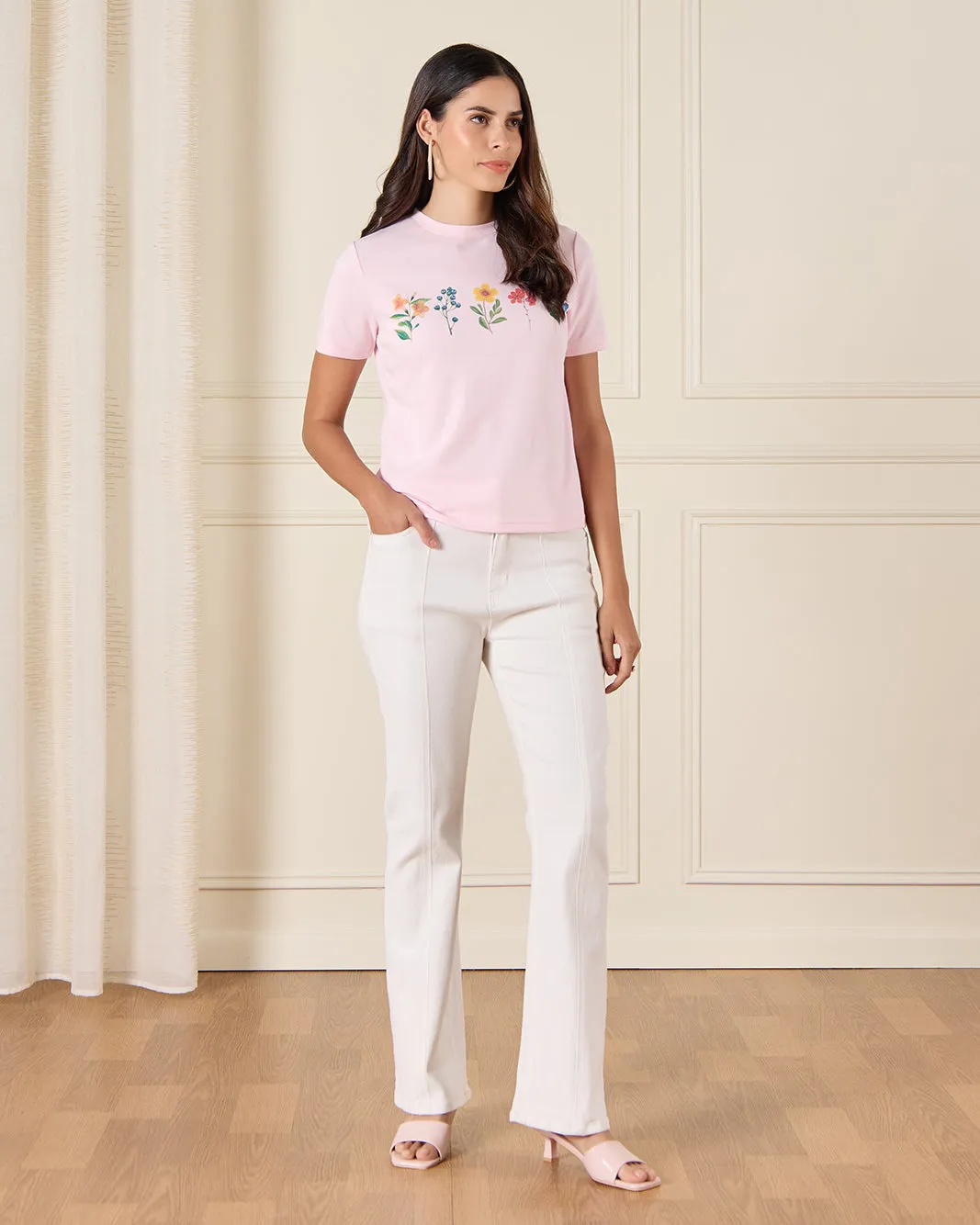 Women Pink Printed T-Shirt sold by Redtag product image thumbnail 2