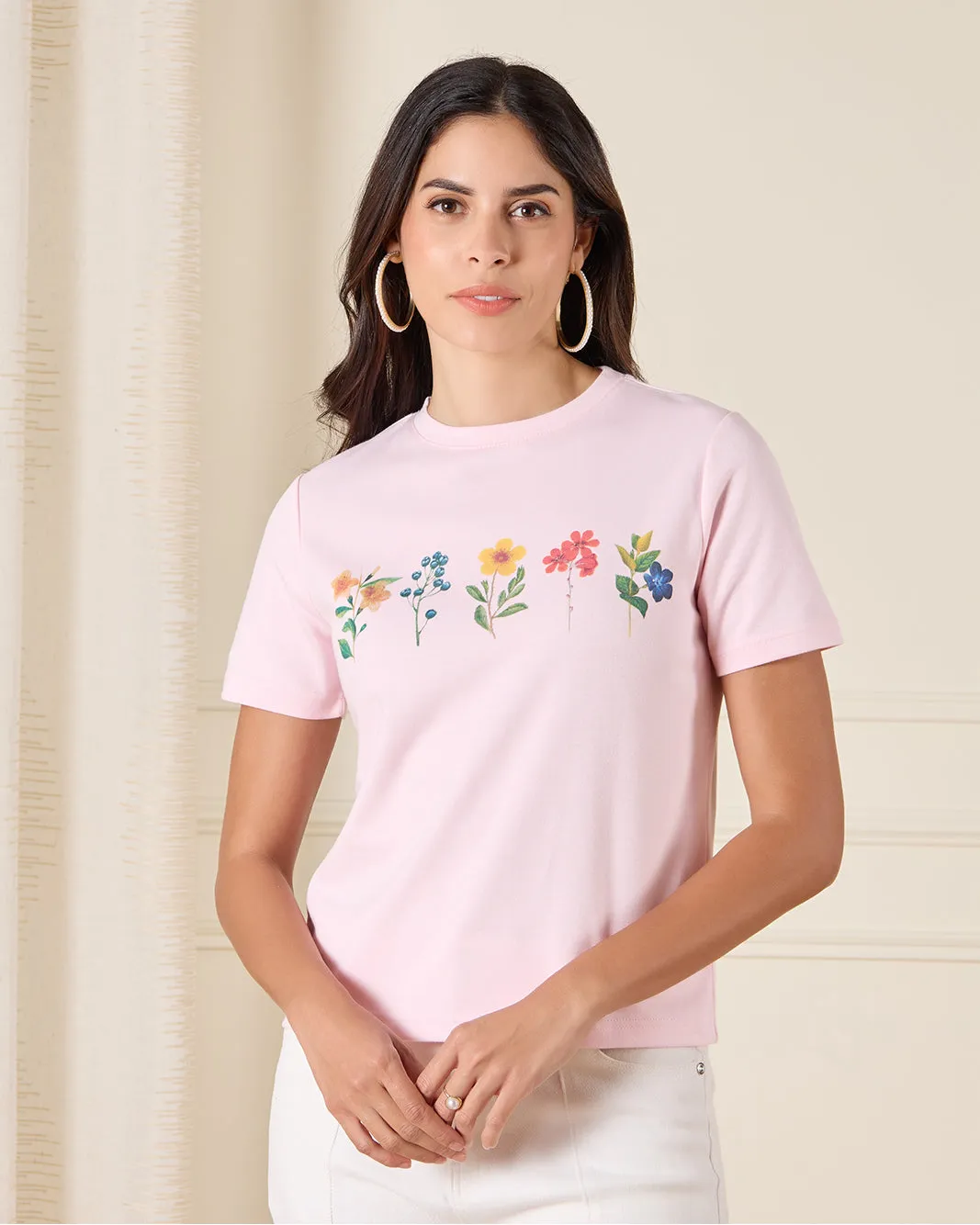 Women Pink Printed T-Shirt sold by Redtag