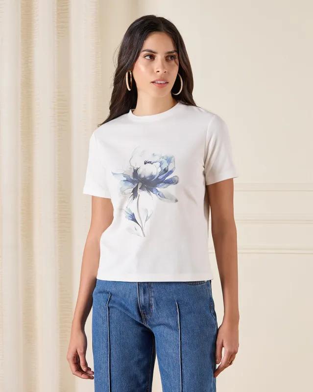 Women White Printed T-Shirt sold by Redtag