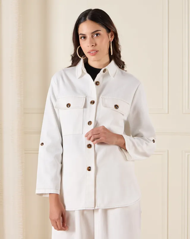 Women Ivory Utility Denim Jacket sold by Redtag