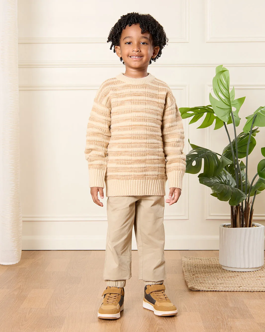 Boys Brown Striped Jumper sold by Redtag product image thumbnail 2