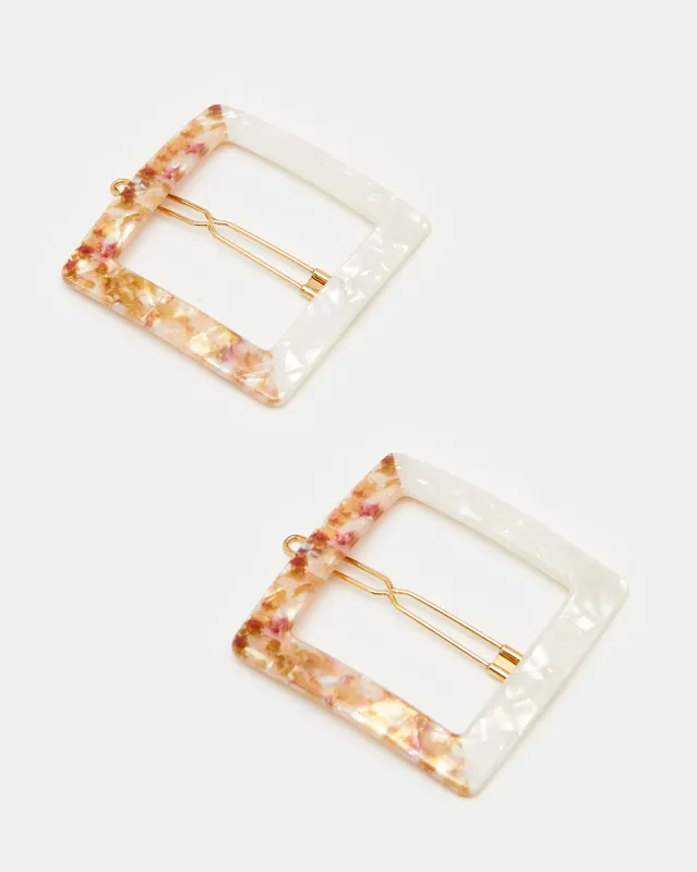 Women White And Gold Embellished Hair Clip (2 Piece) sold by Redtag