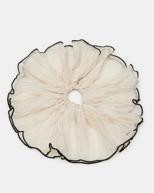 Women Cream  Embellished Scrunchy sold by Redtag