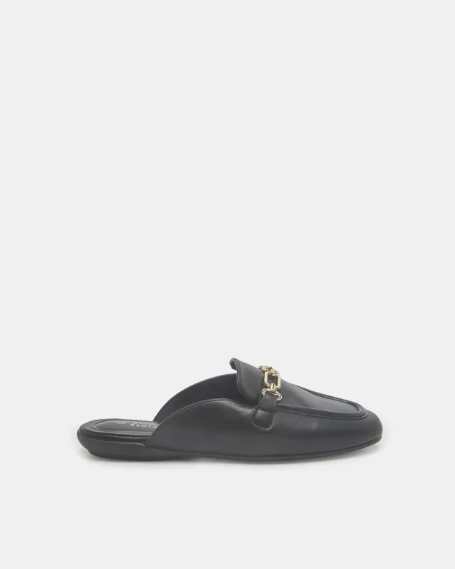 Women Black Embellished Chain Trim Loafer Mule sold by Redtag