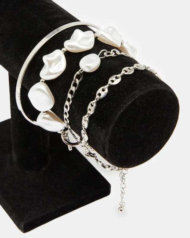 Women Silver Embellished Bracelets (4 Piece) sold by Redtag