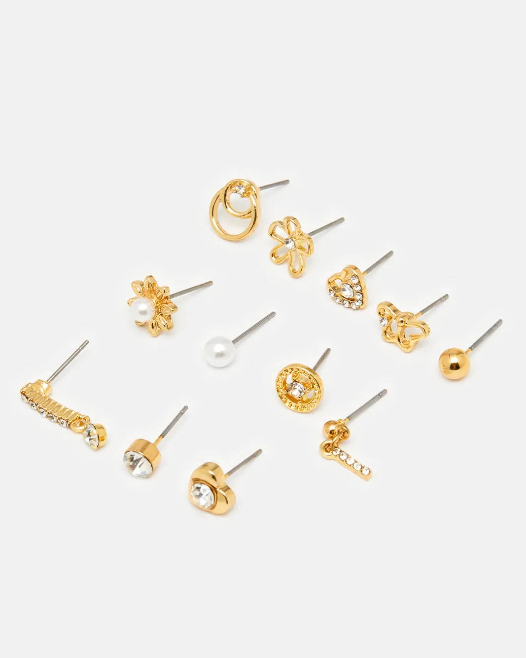 Women Gold Embellished Earring Set (12 Pairs) sold by Redtag product image thumbnail 2