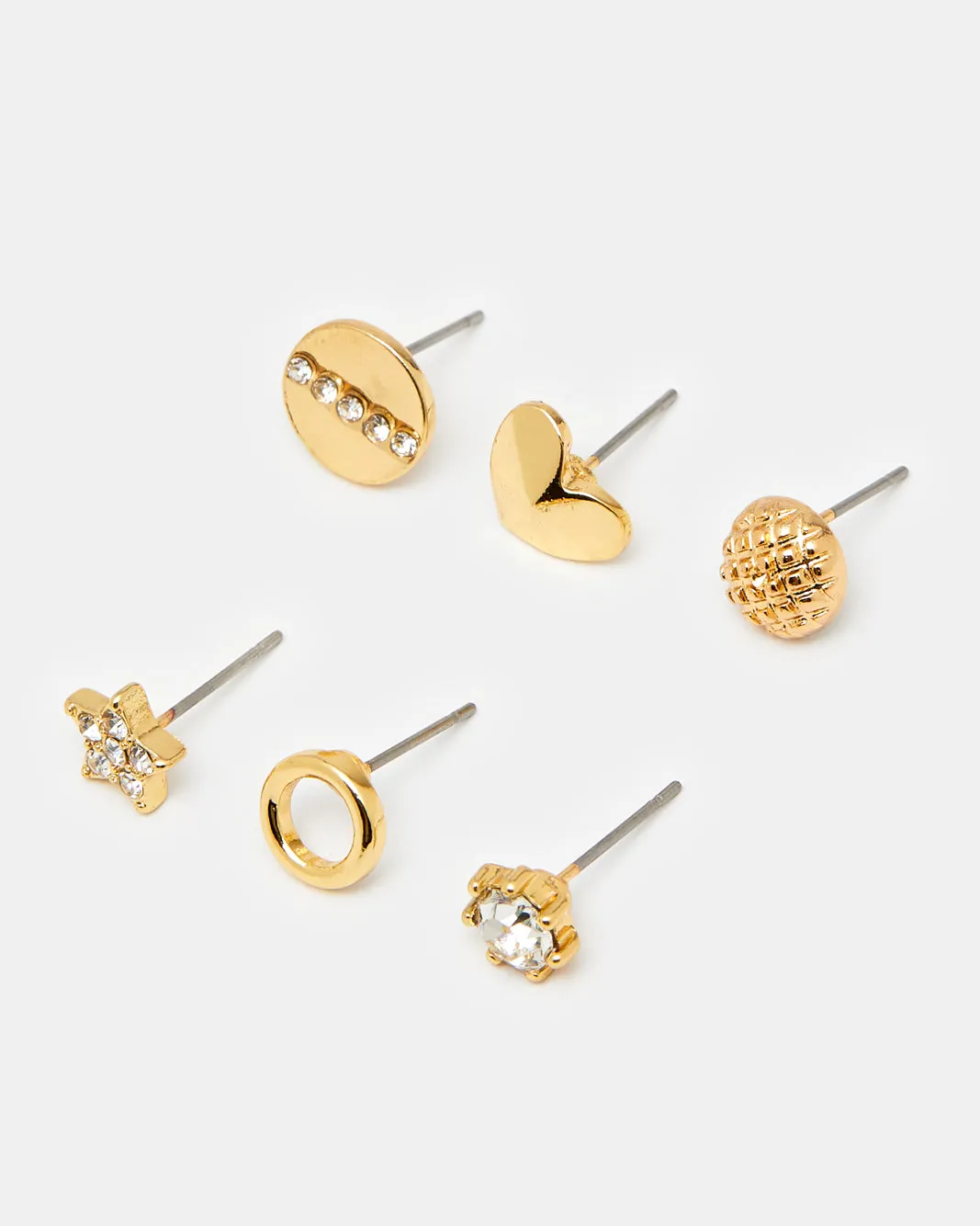 Women Gold Embellished Earring Set (6 Pairs) sold by Redtag product image thumbnail 2