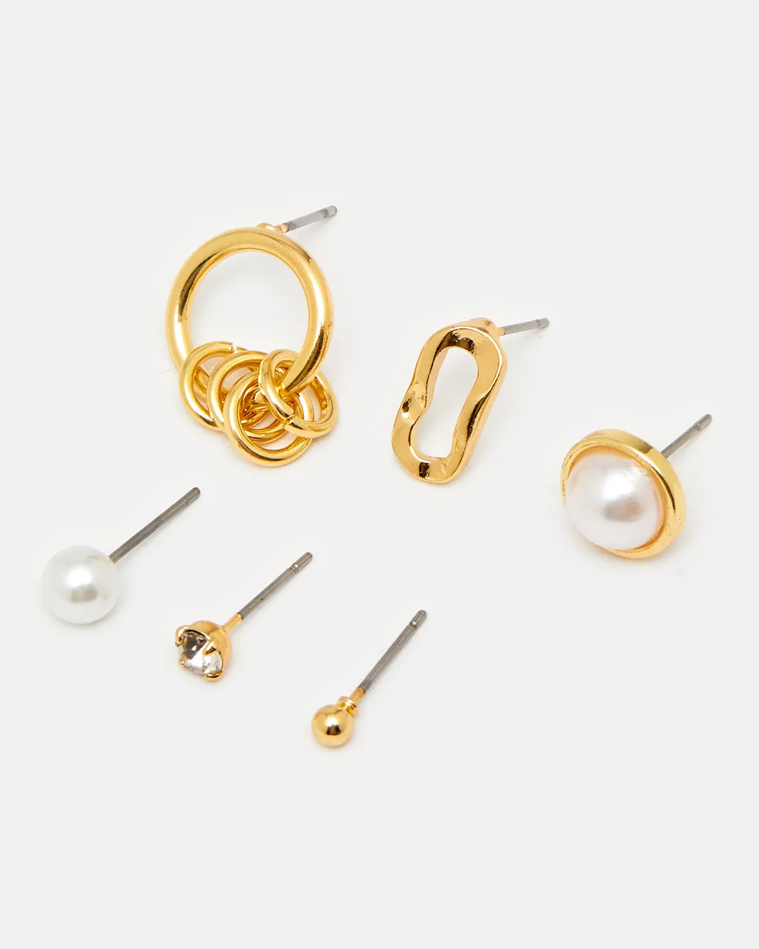 Women Gold Embellished Earring Set (6 Pairs) sold by Redtag product image thumbnail 2