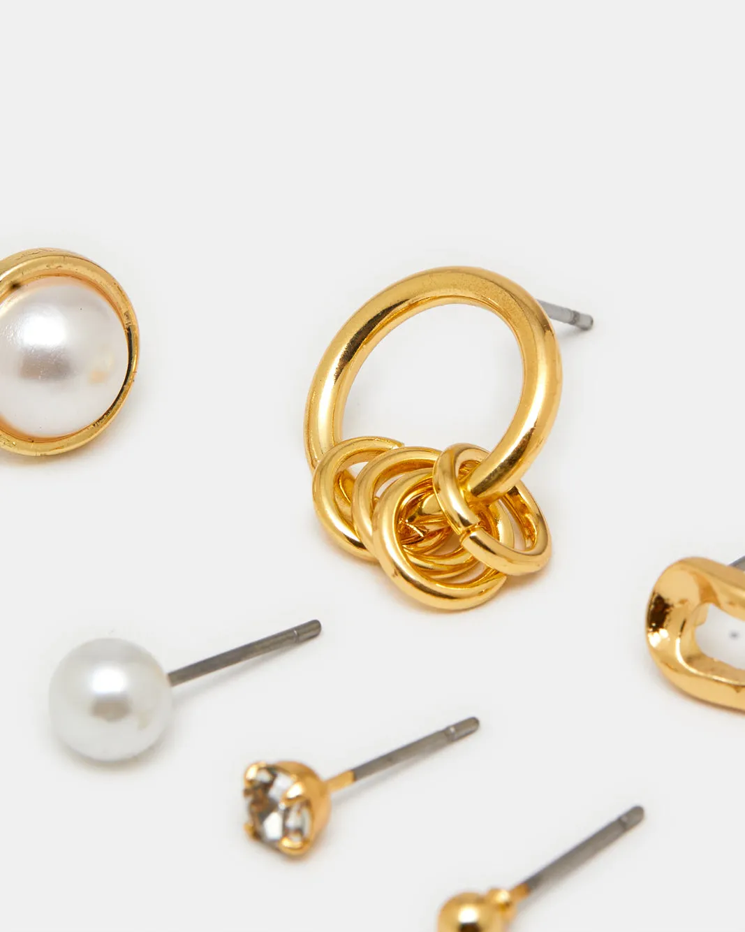 Women Gold Embellished Earring Set (6 Pairs) sold by Redtag product image thumbnail 3