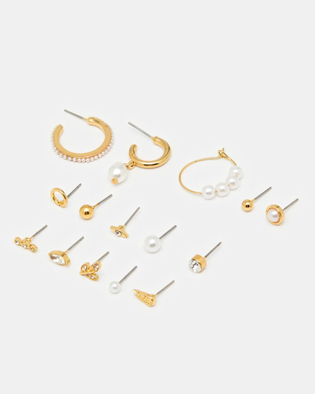 Women Gold Embellished Earring Set (15 Pairs) sold by Redtag product image thumbnail 2