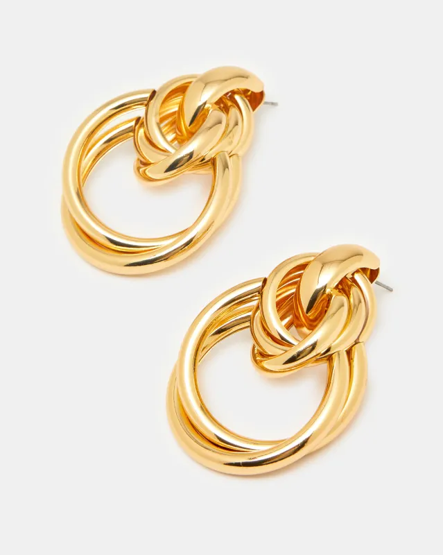 Women Gold Embellished Earrings sold by Redtag