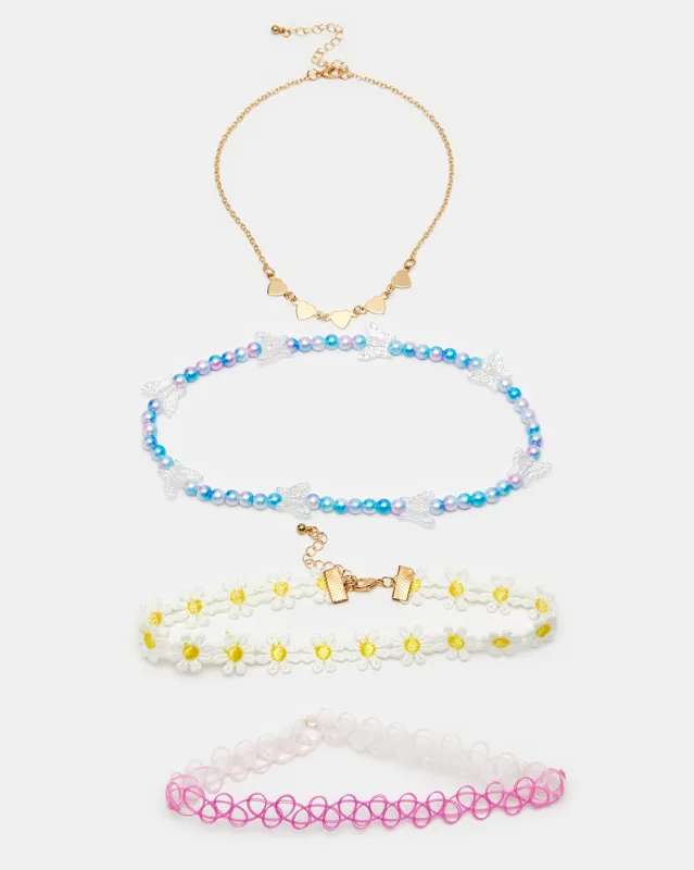 Girls Assorted Choker Set (4 Piece) sold by Redtag