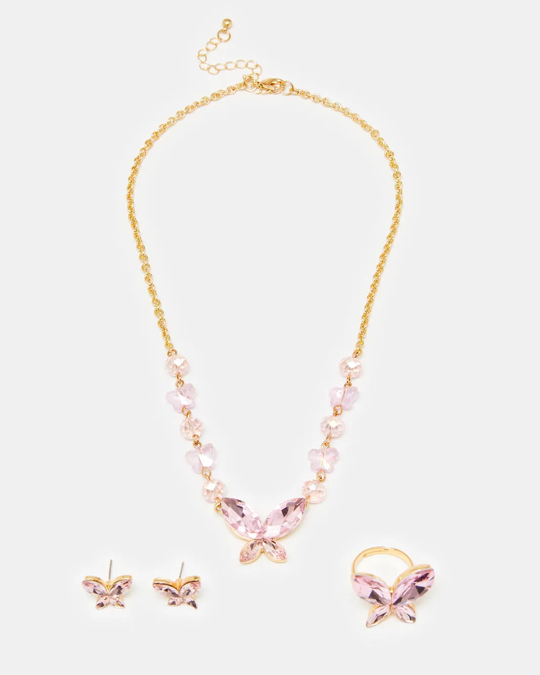 Girls Gold Necklace Rings Earrings Set (3 Piece) sold by Redtag