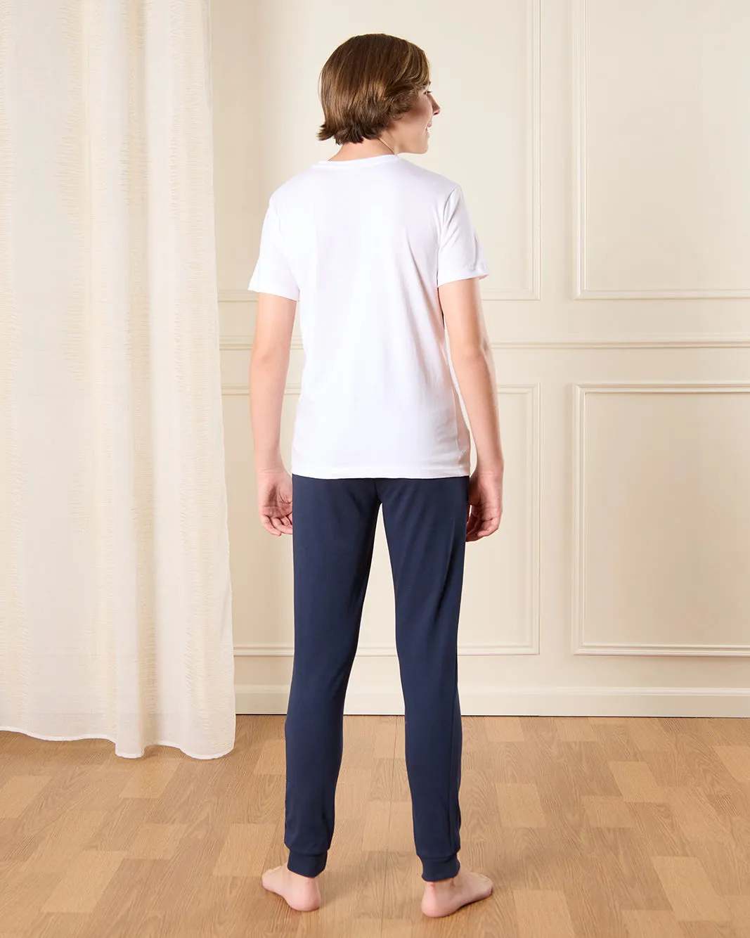 Senior Boys Navy And White Printed Pyjama Set (2 Piece) sold by Redtag product image thumbnail 4