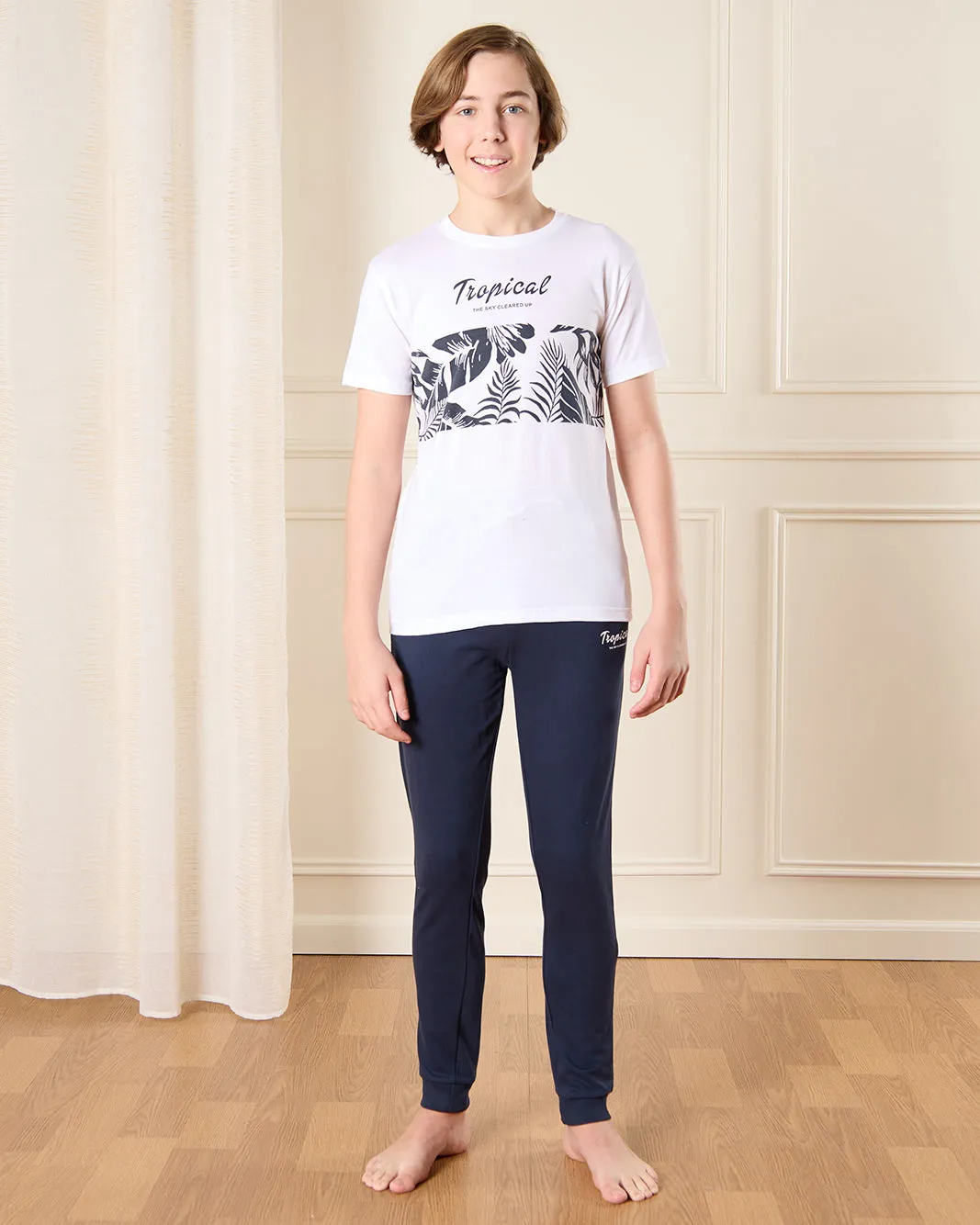 Senior Boys Navy And White Printed Pyjama Set (2 Piece) sold by Redtag