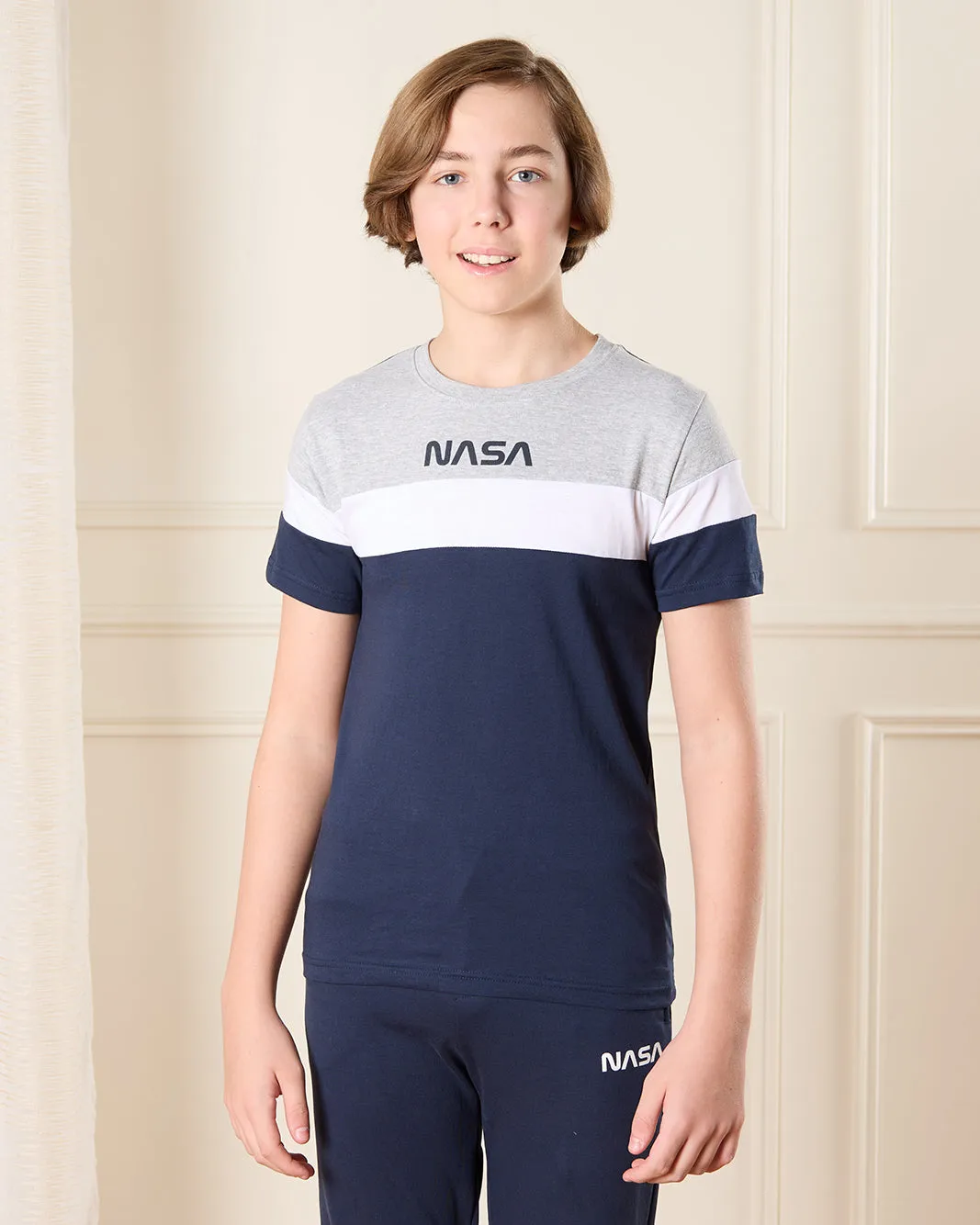 Senior Boys Navy And Grey Printed Pyjama Set (2 Piece) sold by Redtag product image thumbnail 2