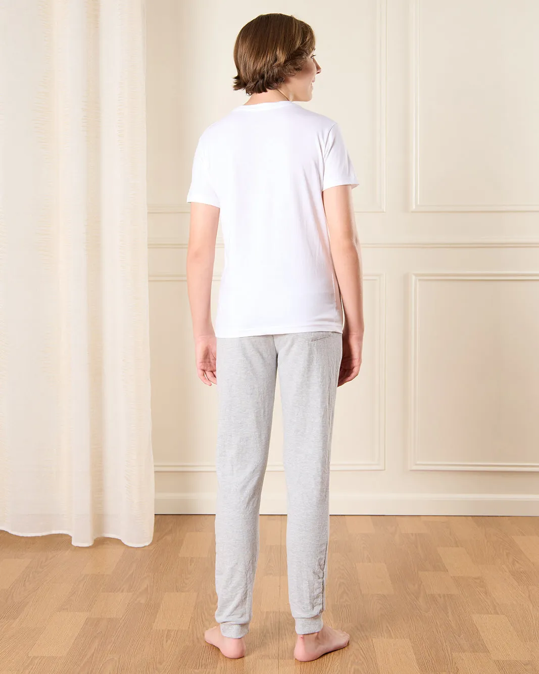 Senior Boys White And Grey Printed Pyjama Set (2 Piece) sold by Redtag product image thumbnail 4