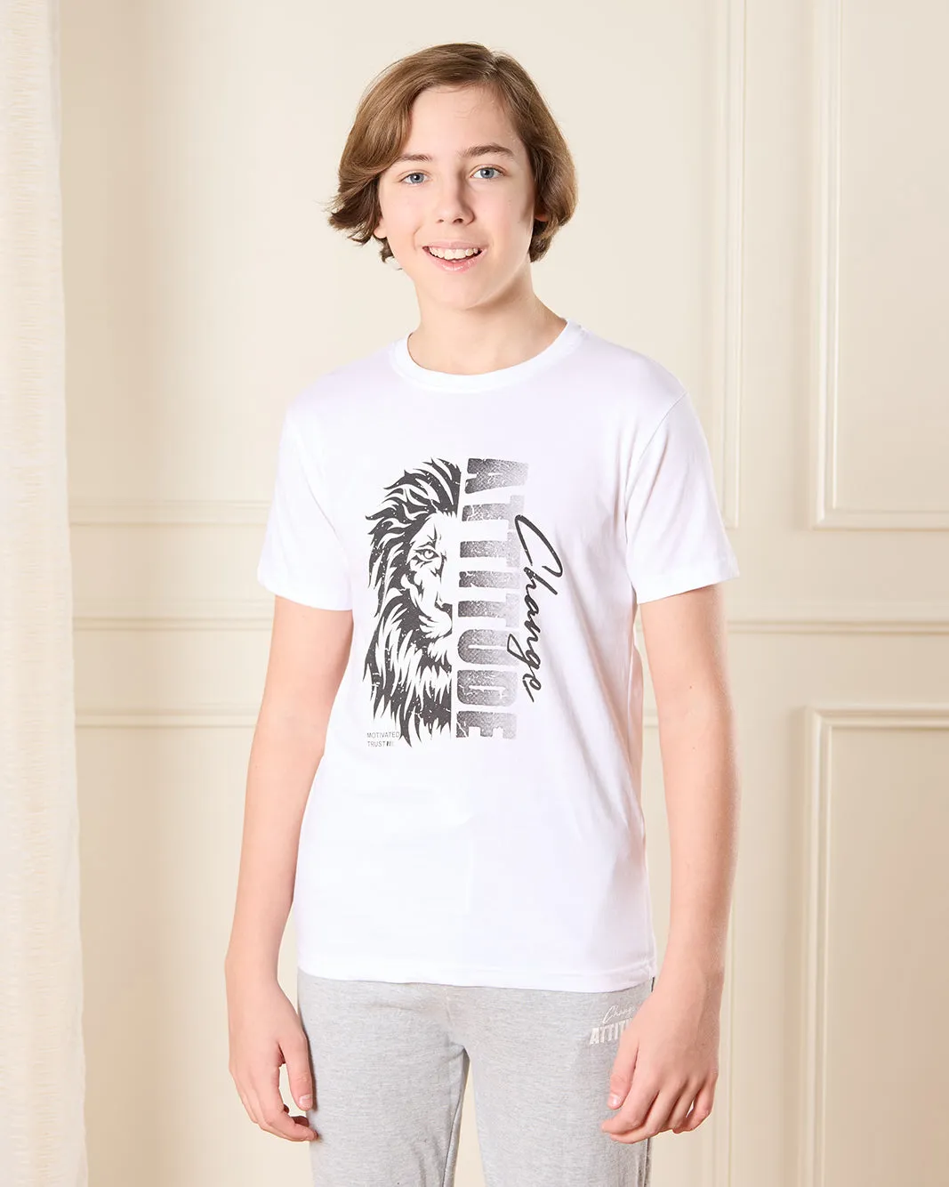 Senior Boys White And Grey Printed Pyjama Set (2 Piece) sold by Redtag product image thumbnail 2