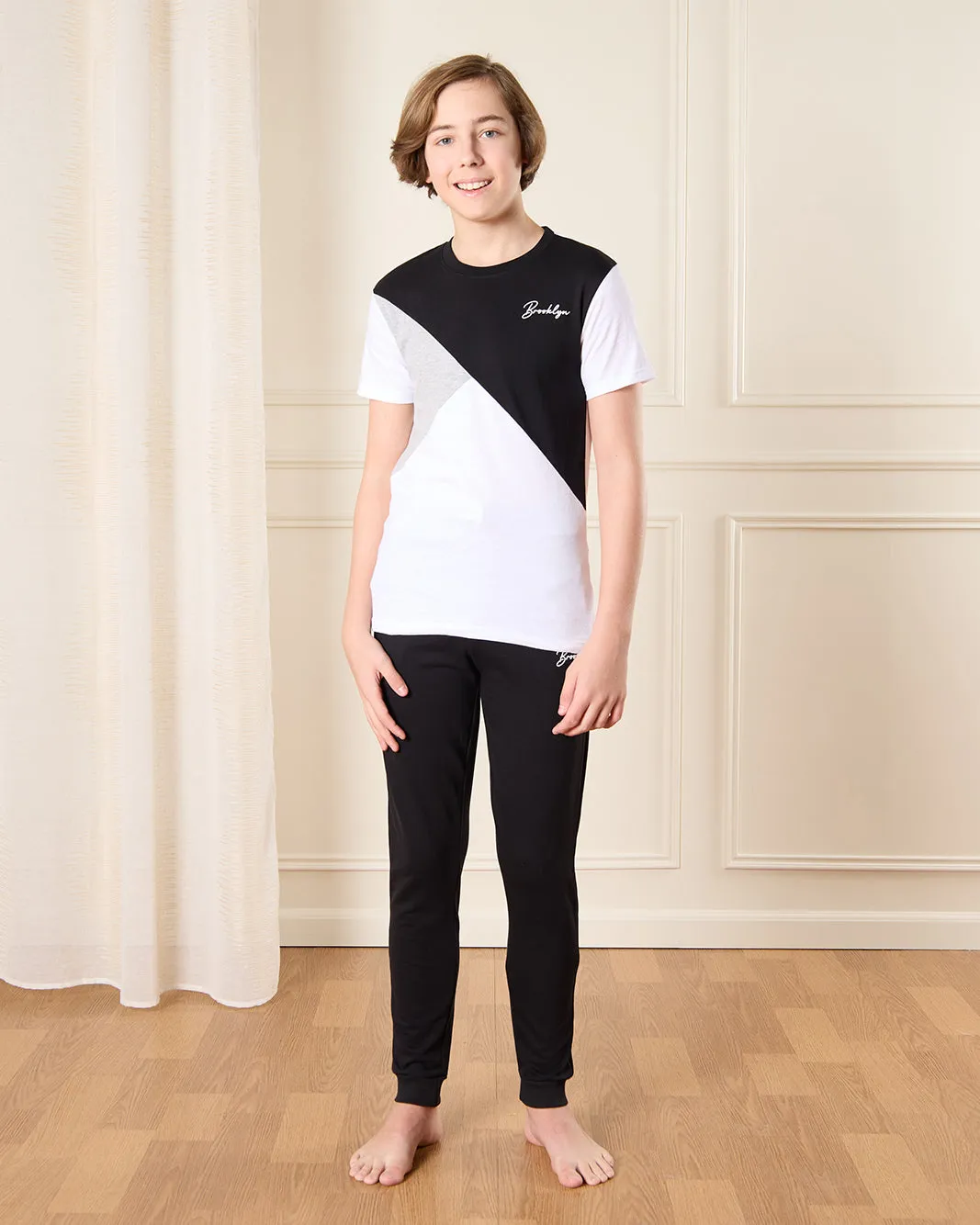 Senior Boys White And Black Pyjama Set (2 Piece) sold by Redtag