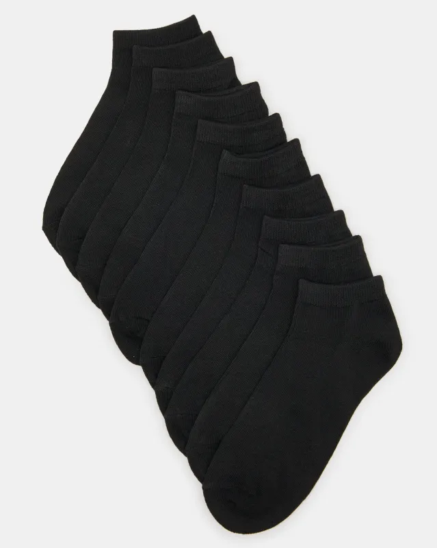 Men Black Ankle Socks Pack (10 Pairs) sold by Redtag