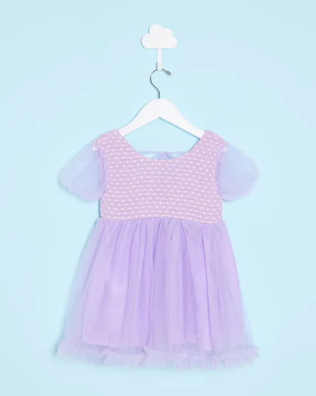 Infant Girls Purple Embellished Dress sold by Redtag