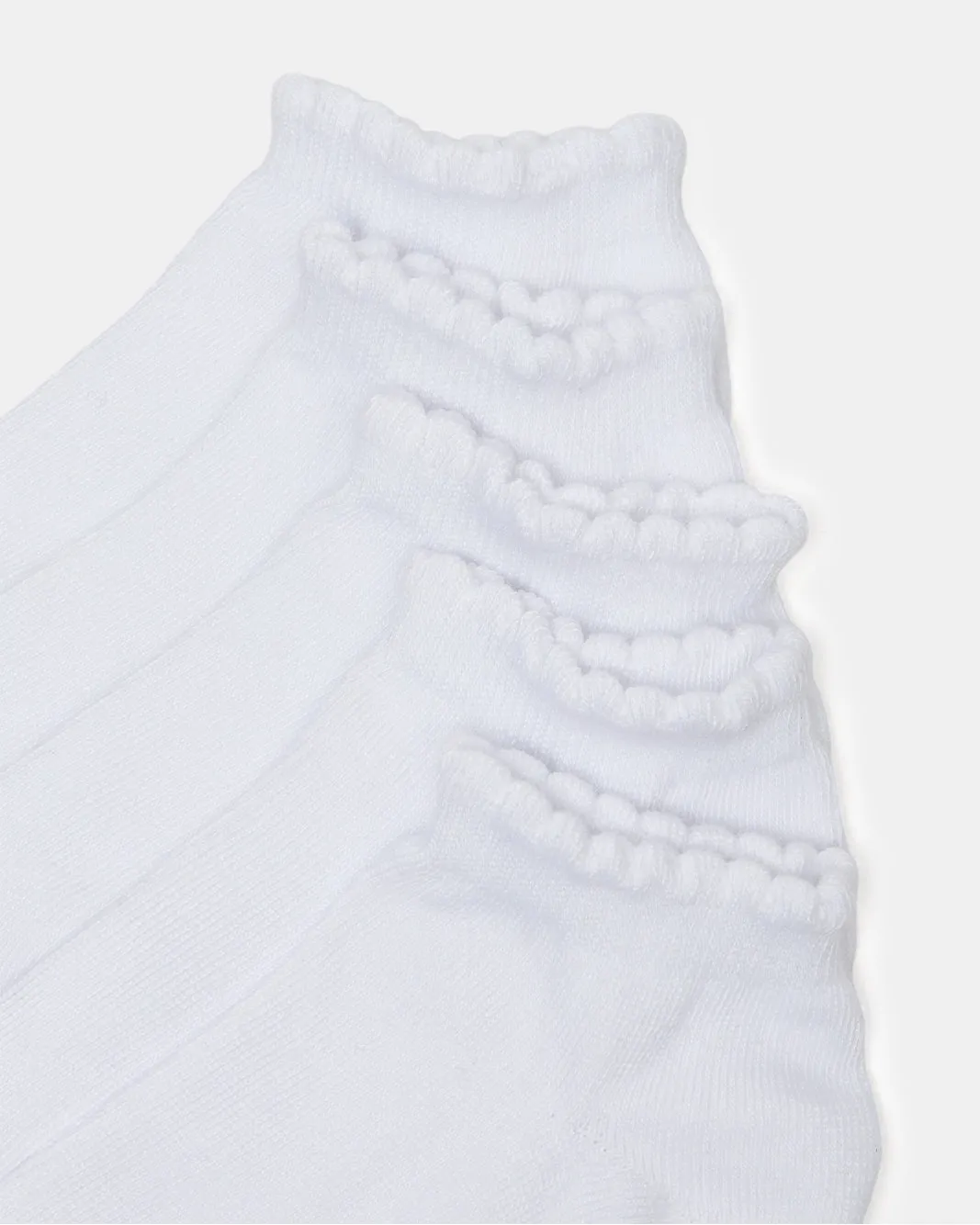 Girls White Low Ankle Socks With Scallop Edge Welt (5 Pairs) sold by Redtag product image thumbnail 3