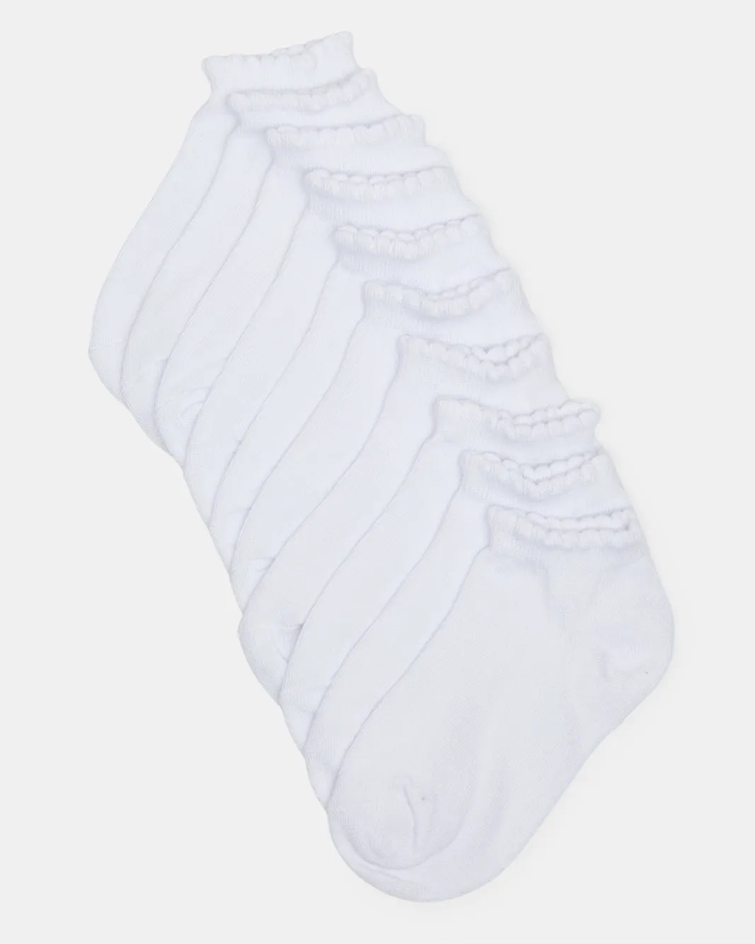 Girls White Low Ankle Socks With Scallop Edge Welt (5 Pairs) sold by Redtag
