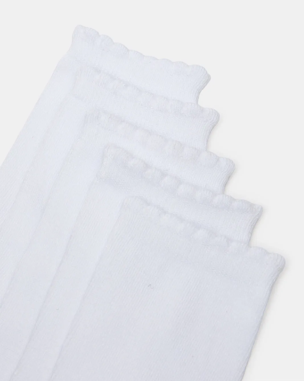 Girls White Crew Ankle Socks With Scallop Edge Welt (10 Pairs) sold by Redtag product image thumbnail 3