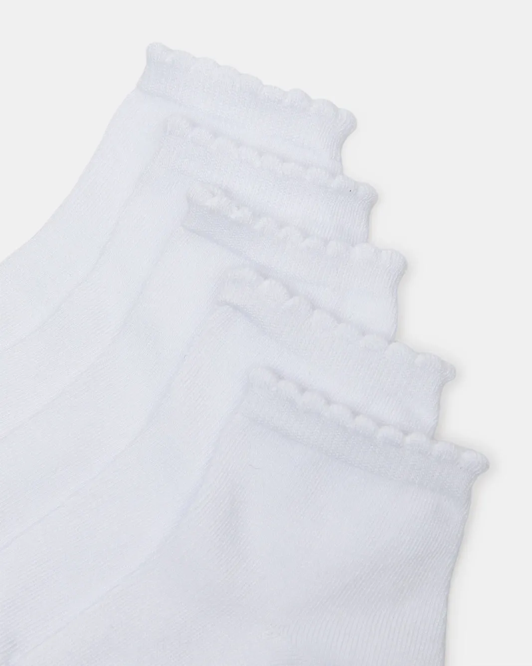 Girls White High Ankle Socks With Scallop Edge Welt(10 Pairs) sold by Redtag product image thumbnail 3
