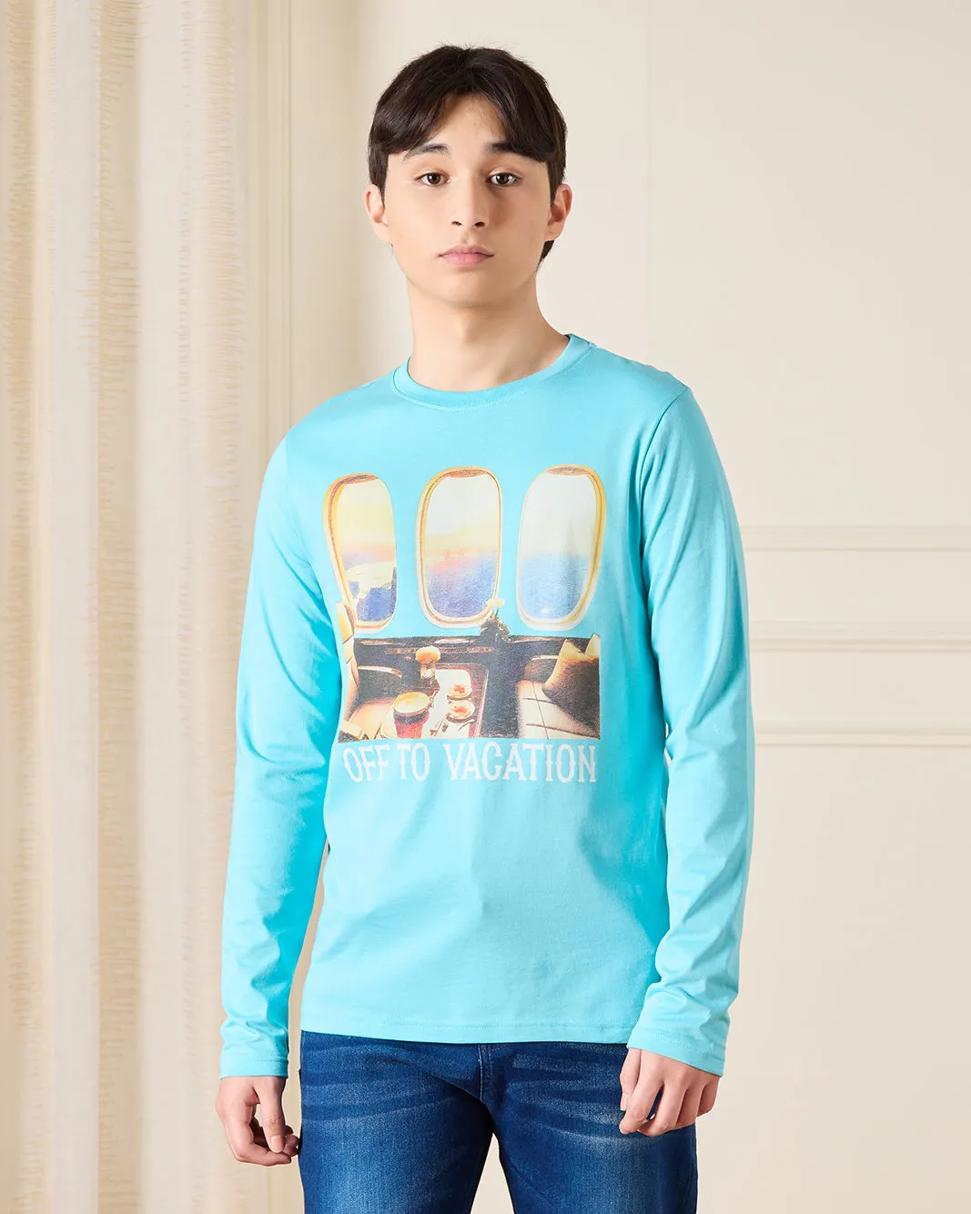 Senior Boys Teal Astronaut Selfie Graphic T-Shirt sold by Redtag