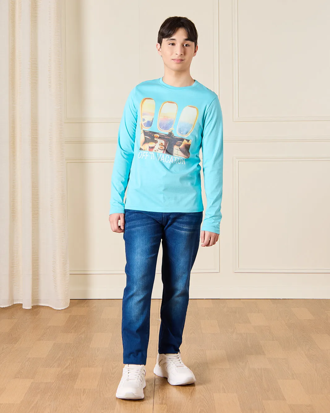 Senior Boys Teal Astronaut Selfie Graphic T-Shirt sold by Redtag product image thumbnail 2