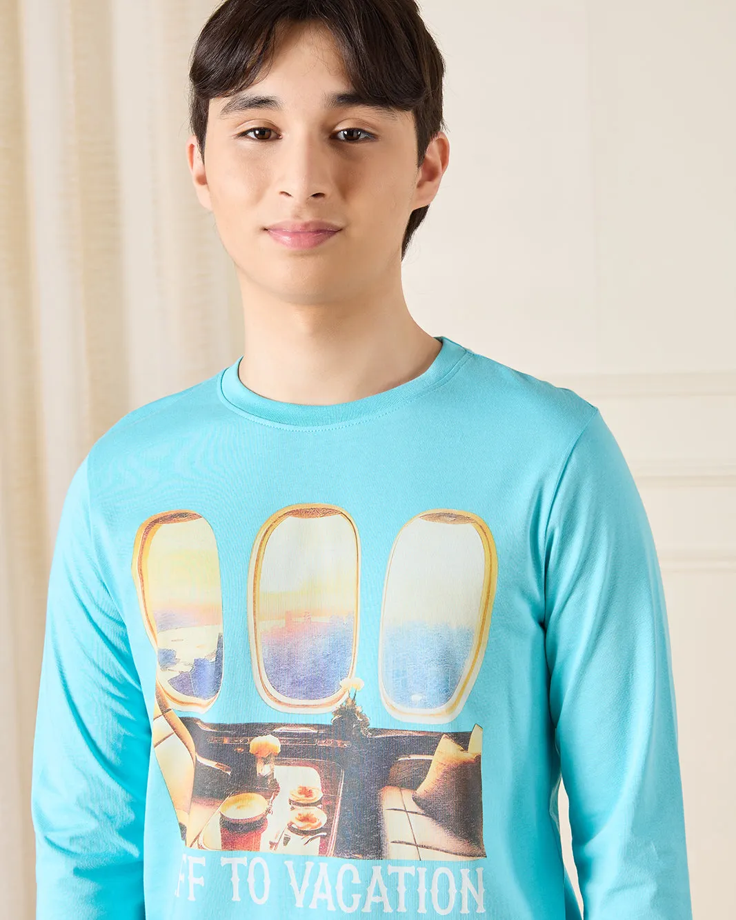 Senior Boys Teal Astronaut Selfie Graphic T-Shirt sold by Redtag product image thumbnail 4