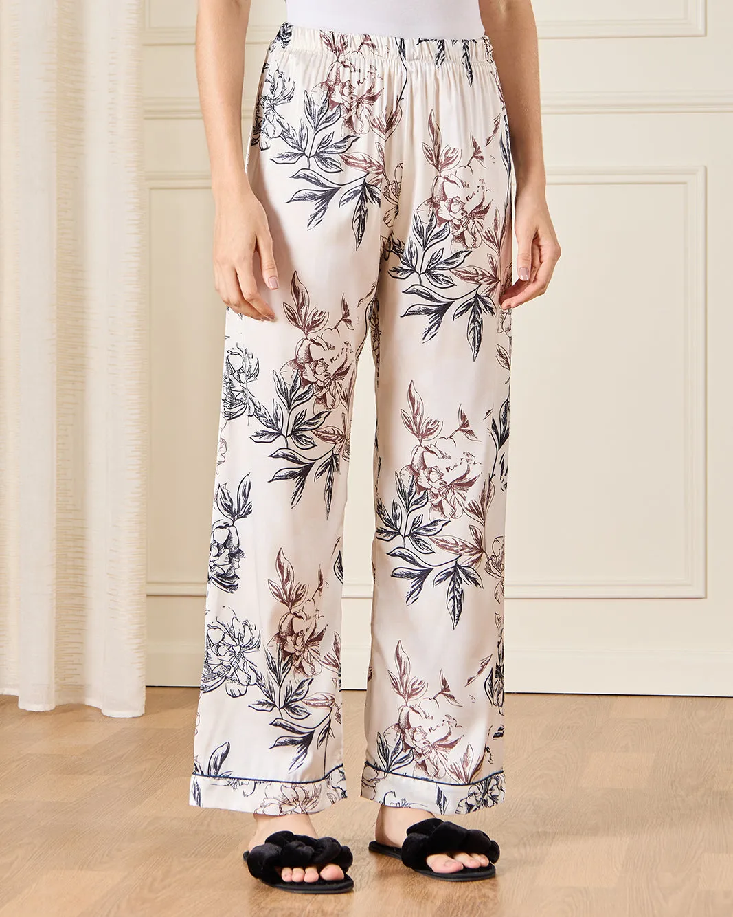 Women White Printed Satin Pyjama Set (2 Piece) sold by Redtag product image thumbnail 3