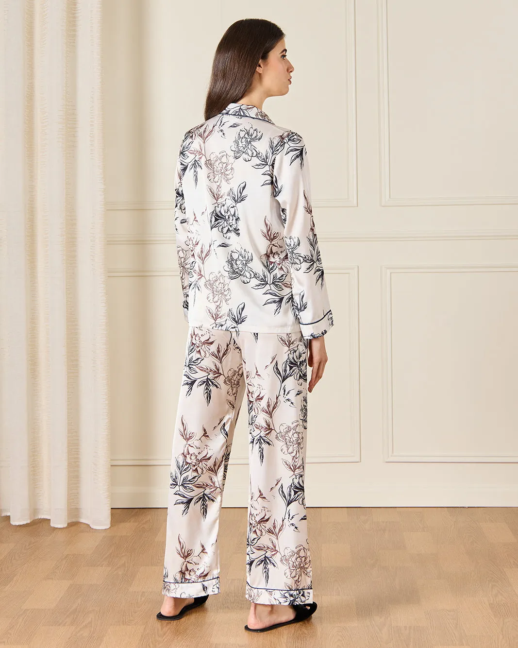 Women White Printed Satin Pyjama Set (2 Piece) sold by Redtag product image thumbnail 4