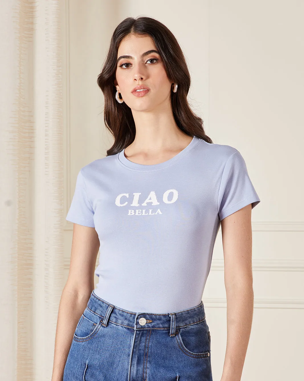 Women Blue Printed T-Shirt sold by Redtag