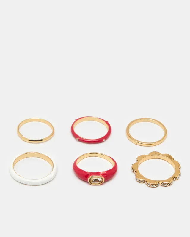 Women Gold Embellished Ring Set (Pack of 6) sold by Redtag