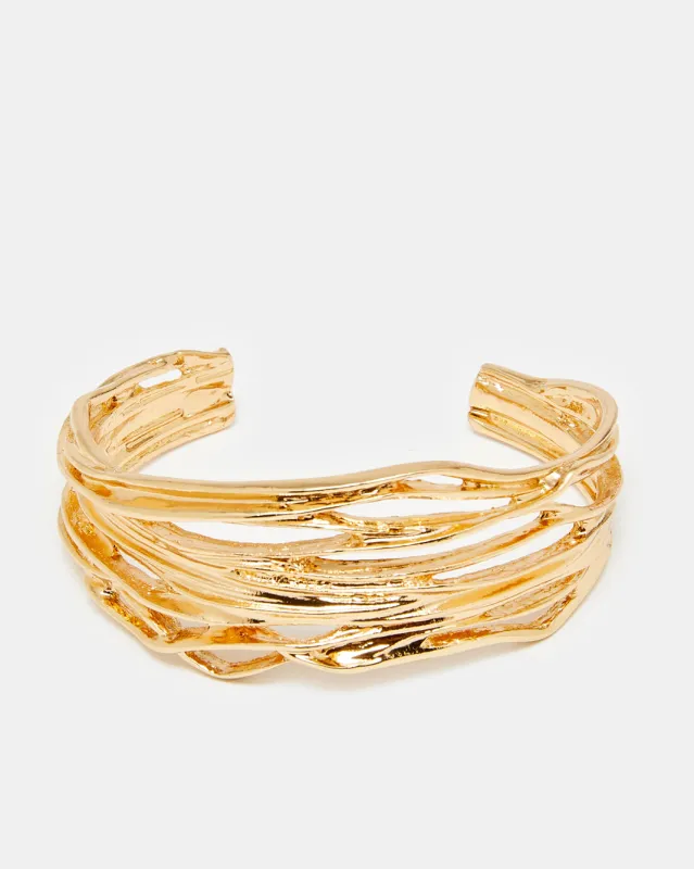 Women Gold Embellished Cuff sold by Redtag