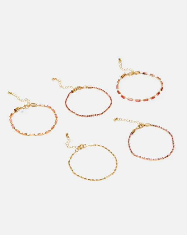 Women Gold Embellished Bracelet Set (Pack of 5) sold by Redtag