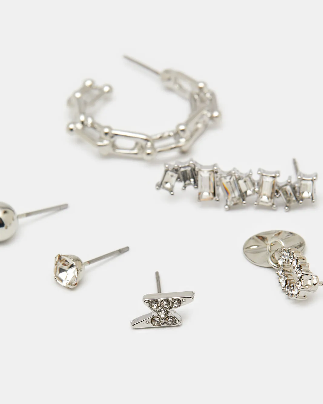 Women Silver Embellished Earring Set (6 Pairs) sold by Redtag product image thumbnail 3