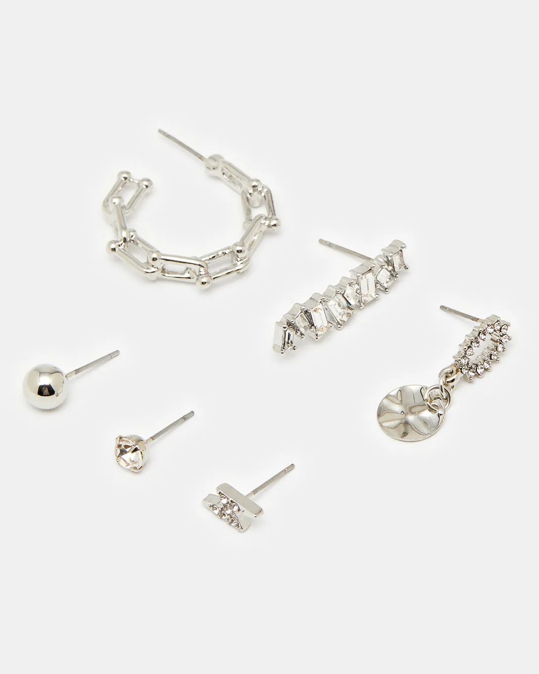 Women Silver Embellished Earring Set (6 Pairs) sold by Redtag product image thumbnail 2