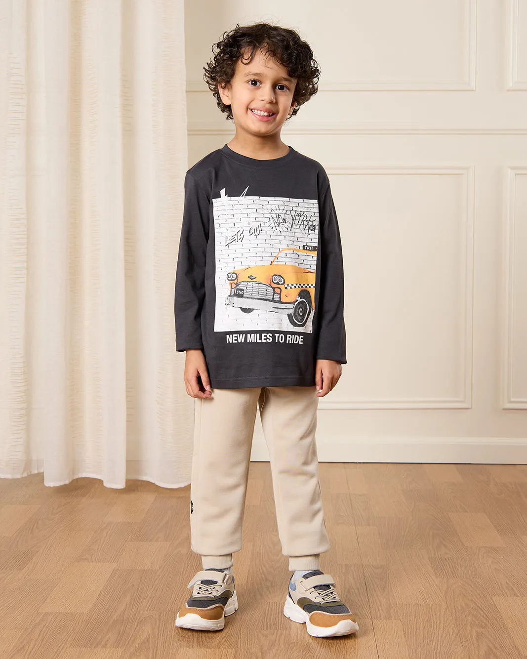 Boys Beige Printed Track Pants sold by Redtag product image thumbnail 2