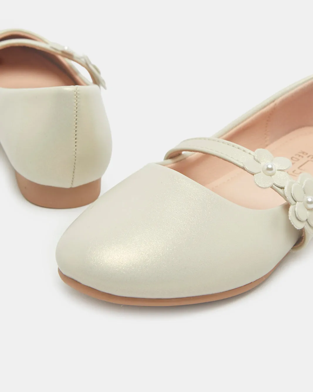 Senior Girls Beige Floral Embellished Ballerina sold by Redtag product image thumbnail 4