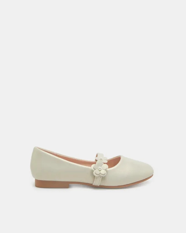 Senior Girls Beige Floral Embellished Ballerina sold by Redtag