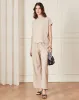 Women Beige Textured Pull On Trouser sold by Redtag