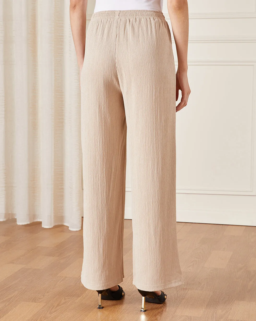 Women Beige Textured Pull On Trouser sold by Redtag product image thumbnail 3
