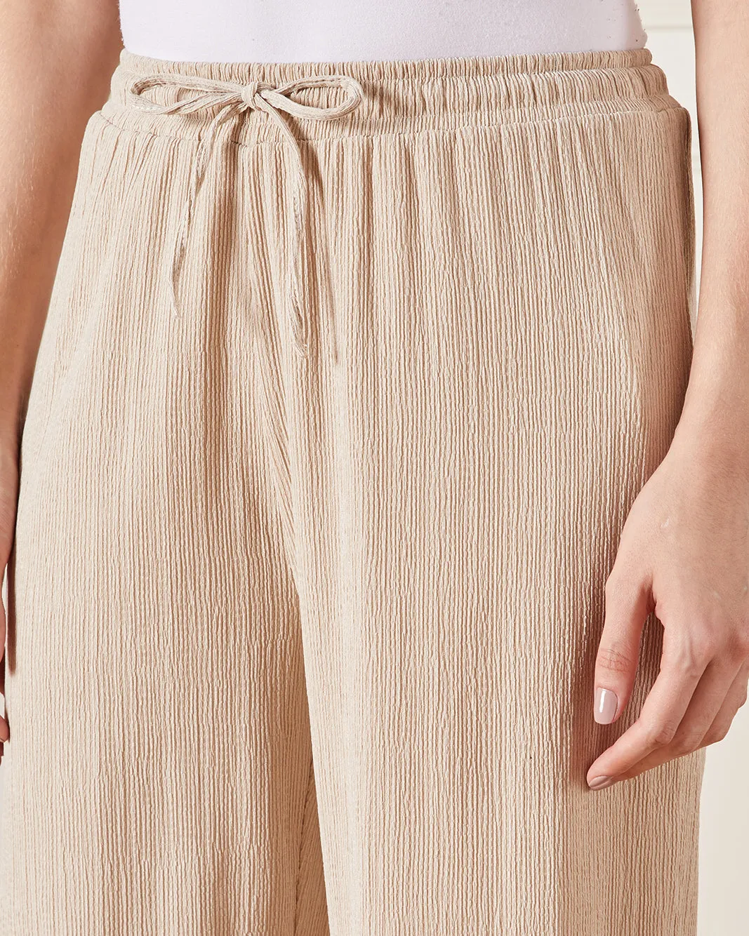 Women Beige Textured Pull On Trouser sold by Redtag product image thumbnail 4