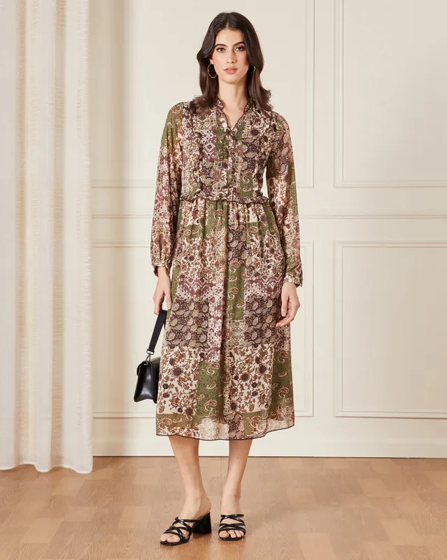 Women Brown Printed Maxi Dress sold by Redtag